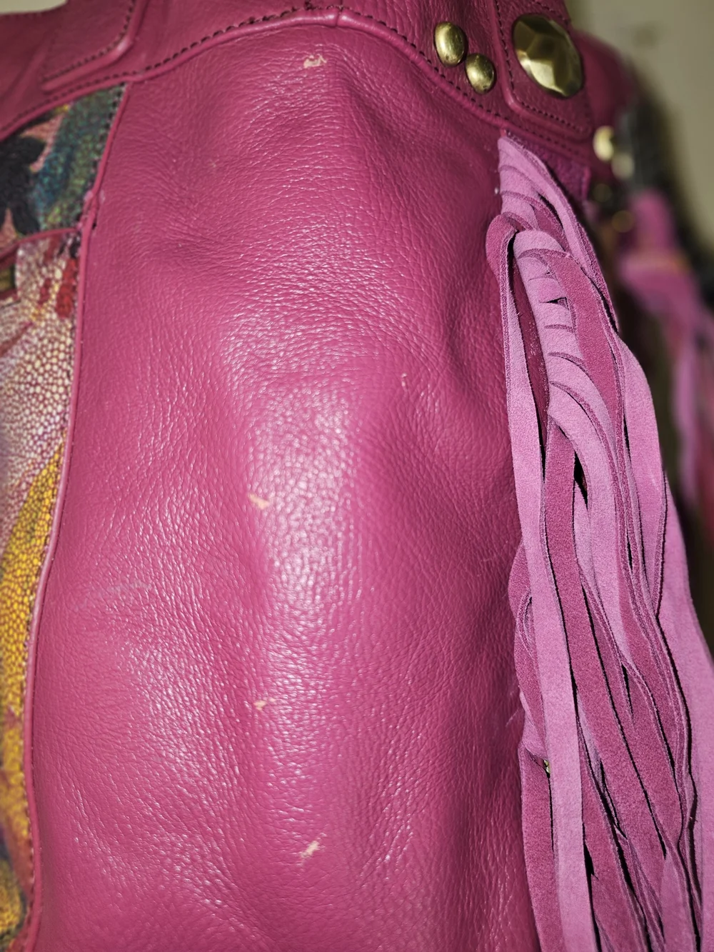 Shariff! RARE! Vintage! Made in New York Pink Floral Fringe shoulder bag
